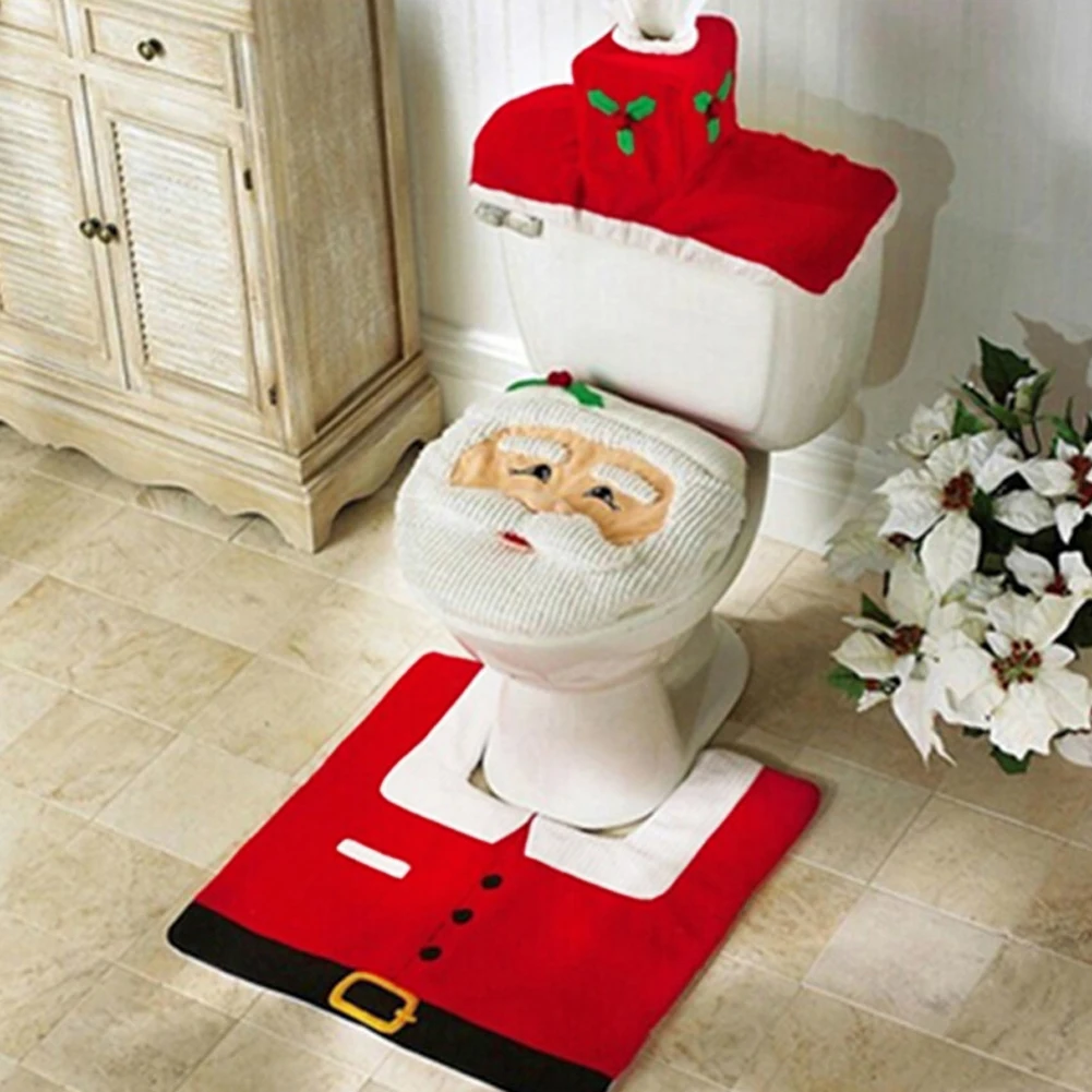 Home Bathroom Mats - 2026 Милые рождественские накладки на унитаз,